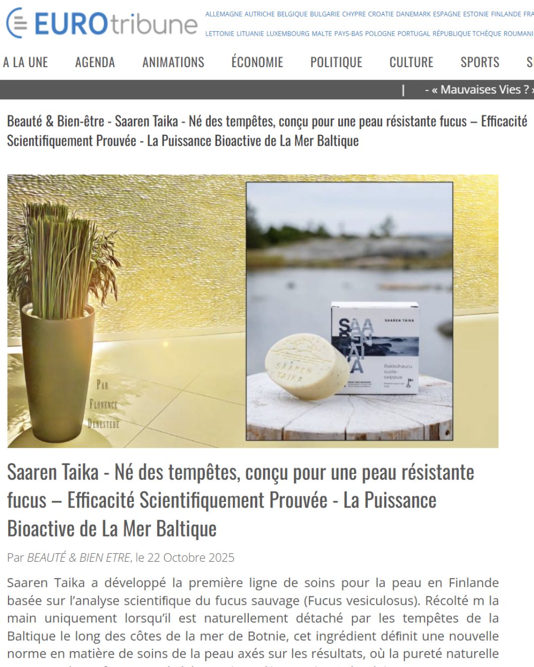 Saaren Taika: Finnish Bladderwrack Skincare Featured in French Media