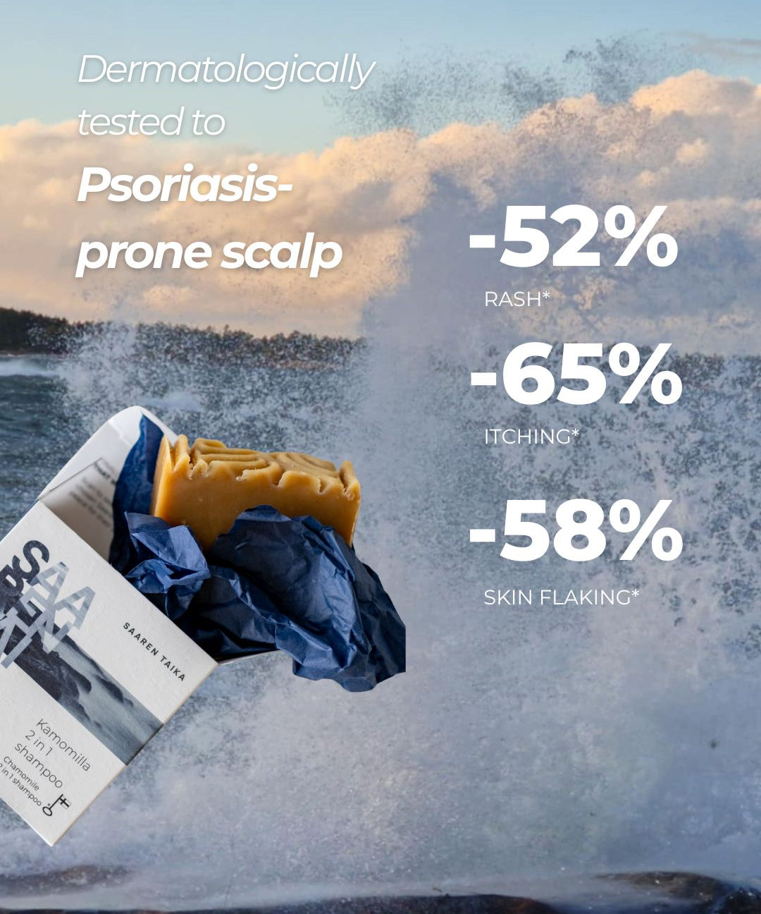Chamomile 2 in 1 Shampoo Bar for Psoriasis-Prone Scalp, Itchy Scalp, Flaking and Sensitive Scalp