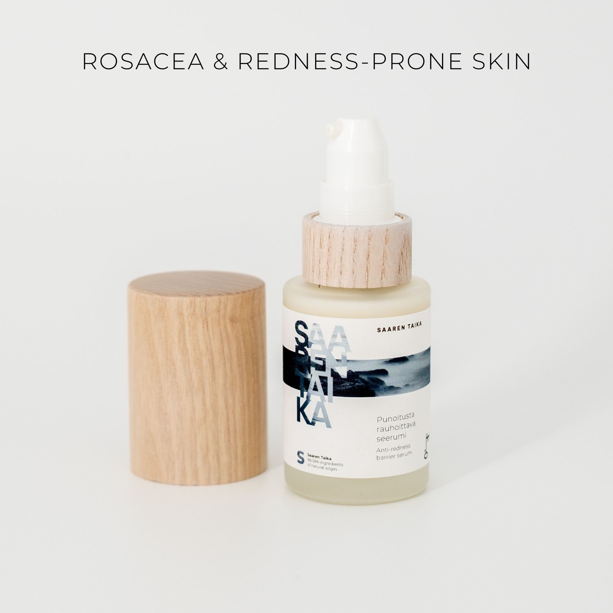 Saaren Taika Redness Relief Serum dropper bottle, skincare for rosacea and redness-prone skin
