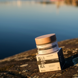 Saaren Taika Deep Cleansing Face Mask on a rocky shore of the Bothnian Sea archipelago in Finland