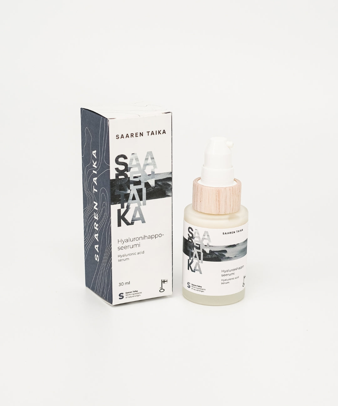 Saaren Taika Hyaluronic Acid Serum for dry and sensitive skin, 30 ml pump bottle with box