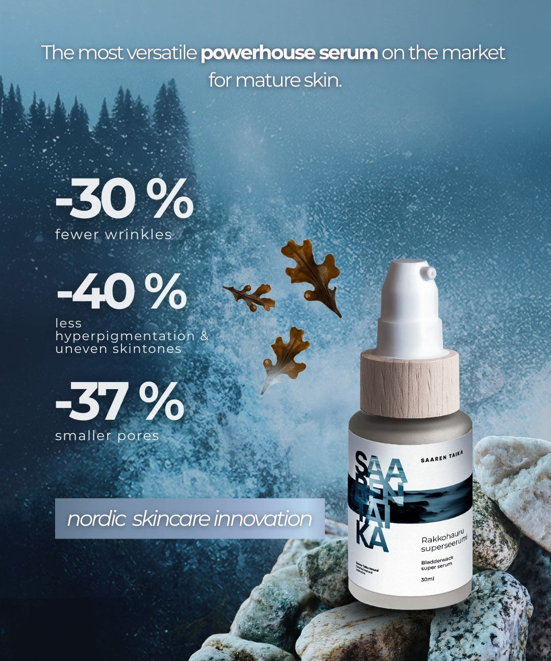 Bladderwrack Super Serum – Uppstramande, utjämnande och ljusare serum för mogen hud, även lämplig för atopisk, rosacea-benägen och blemishbenägen hud, UNISEX, 30 ml